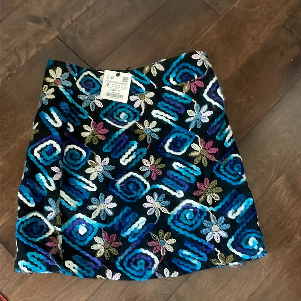 Zara Blue Sequin Mini Skirt Resort Wear
